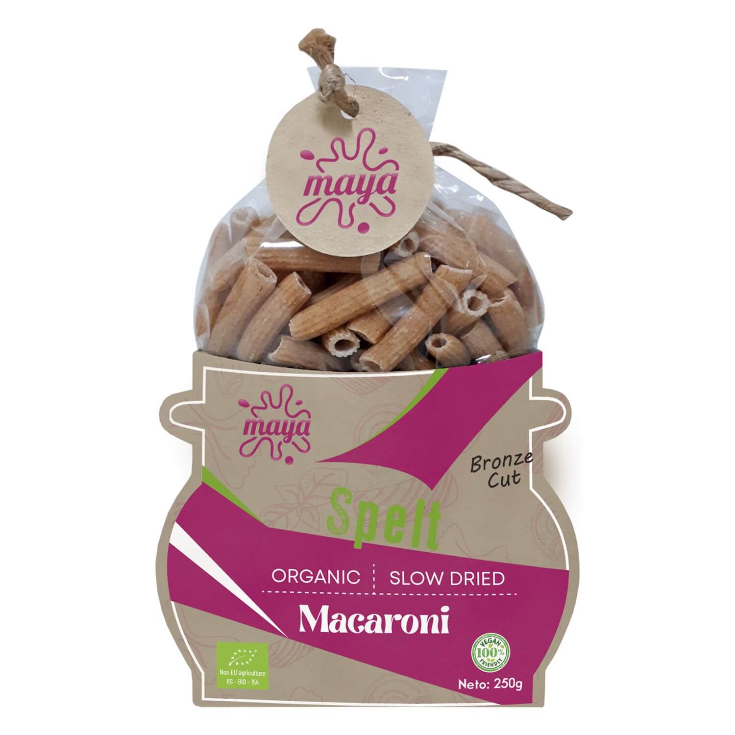 Spelt Macaroni – Slow Dried, Bronze Cut – 250g